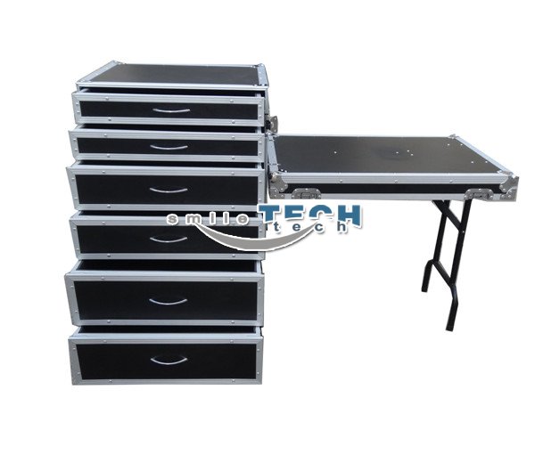 ATA 300 Shockproof Flight Drawer Case with 6 Drawers and DJ Work Desk 