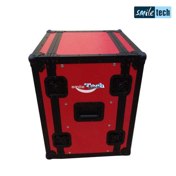 12U Effect Rack Case Constructed With Red Plywood and Black Hardware