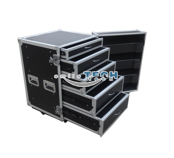 16U High Drawers Storage Cabinet ATA Flight Case with 5 Drawers 