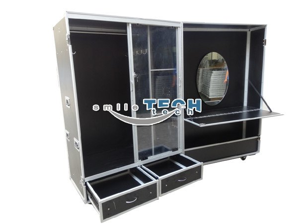Classic Style Flight Case Wardrobe with Drawers,Mirror,Flexible Panel--1200W x 900D x 1820H 
