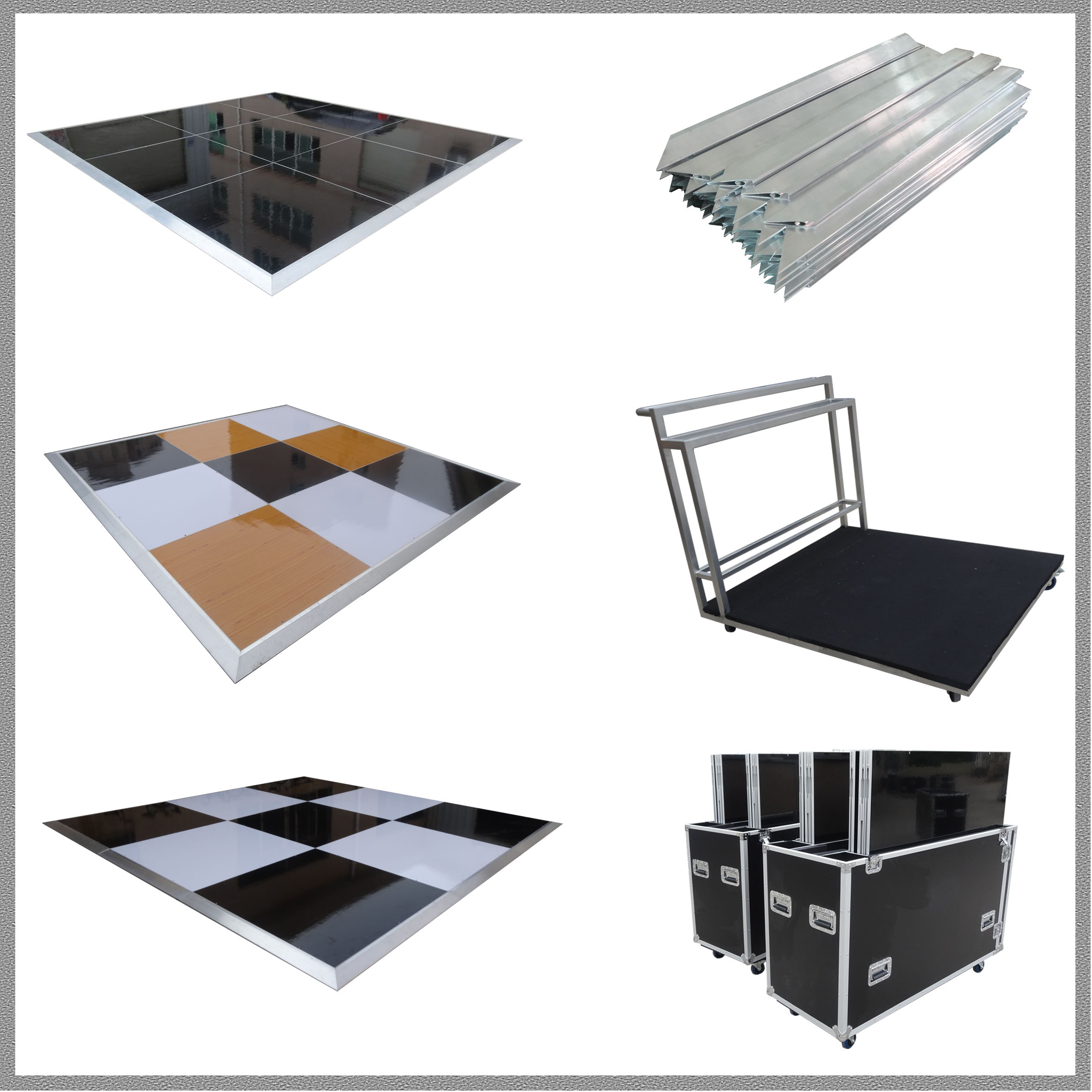 4' x 4' Black And White Polishing Surface Wedding And Event Dancing Floor 