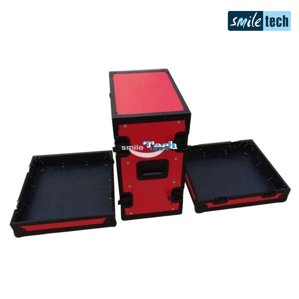 12U Effect Rack Case Constructed With Red Plywood and Black Hardware