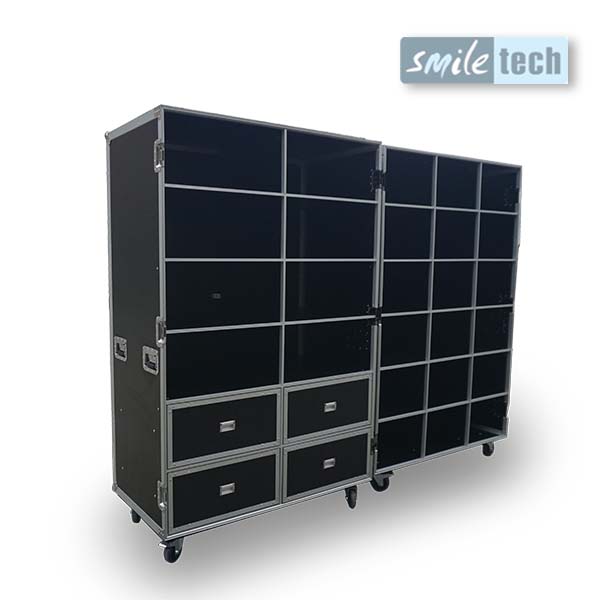 Custom Wardrobe Flight Cases with drawers and wheels